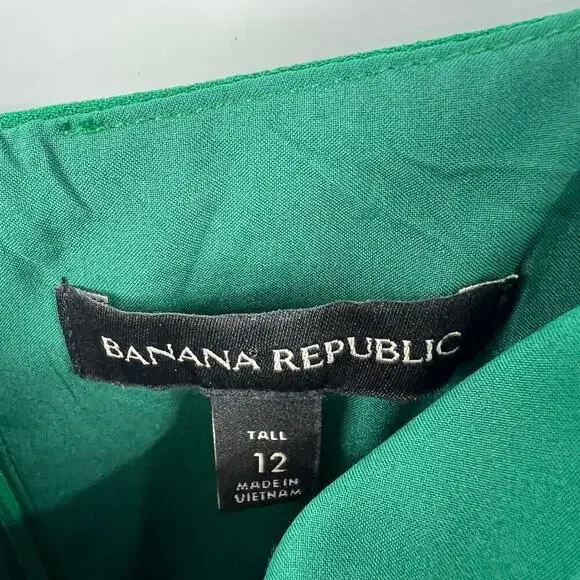 Banana Republic Kelly Green sleeveless flounce hem midi dress size 12 TALL - Picture 6 of 8